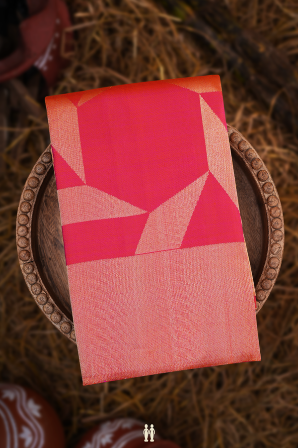 Kanchipuram Silk Saree In Coral Pink With Fancy Zari Design