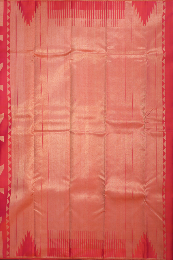 Kanchipuram Silk Saree In Coral Pink With Fancy Zari Design