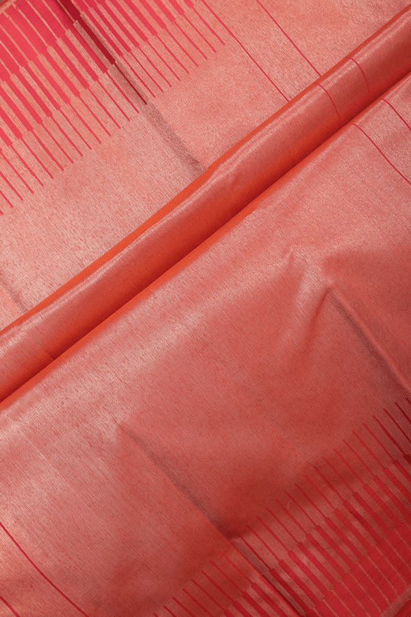 Kanchipuram Silk Saree In Coral Pink With Fancy Zari Design