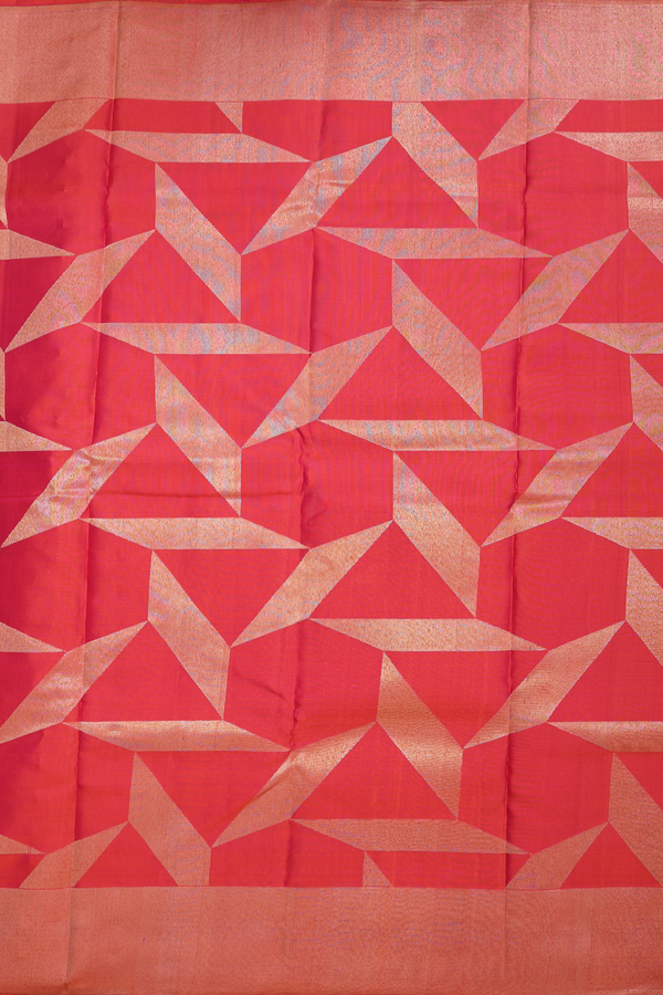 Kanchipuram Silk Saree In Coral Pink With Fancy Zari Design