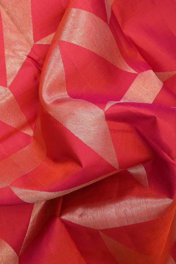 Kanchipuram Silk Saree In Coral Pink With Fancy Zari Design