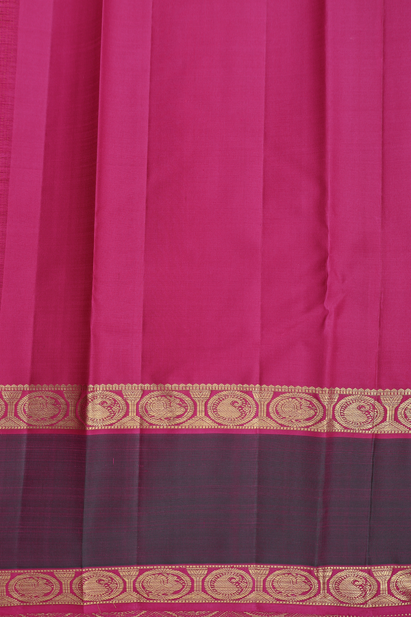 Kanchipuram Silk Saree In Coral Pink With Floral Buttas
