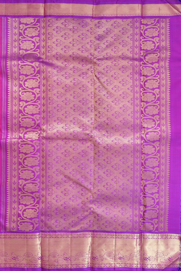 Kanchipuram Silk Saree In Coral Pink With Jacquard Pattern