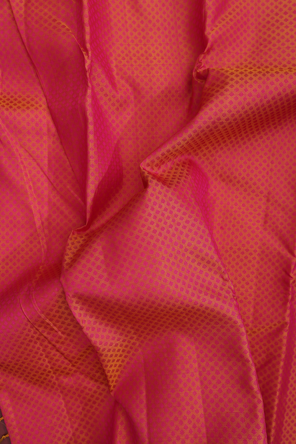 Kanchipuram Silk Saree In Coral Pink With Jacquard Pattern