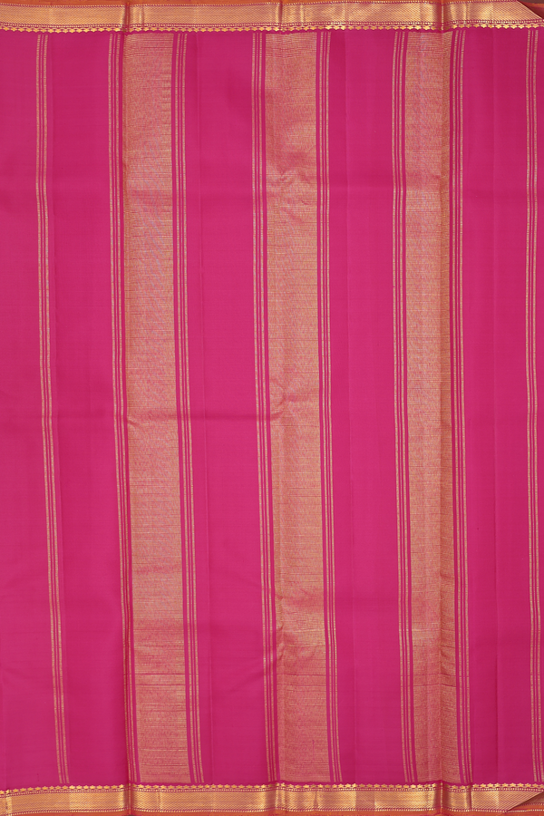 Kanchipuram Silk Saree In Coral Pink With Paisley Buttas