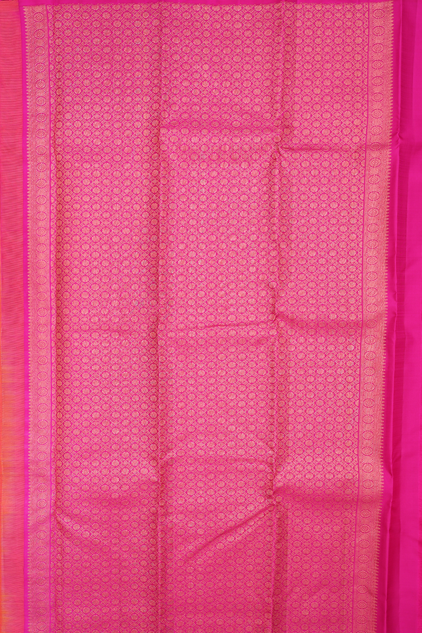 Kanchipuram Silk Saree In Coral Pink With Paisley Design