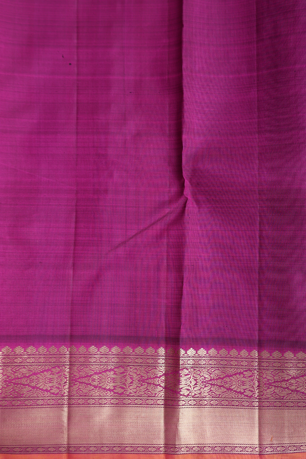 Kanchipuram Silk Saree In Coral Pink With Peacock Buttas