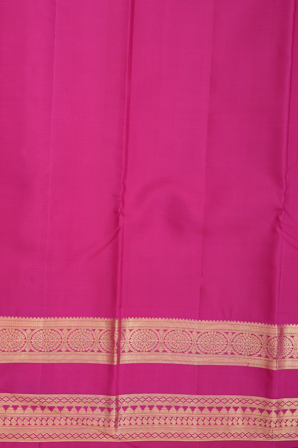 Kanchipuram Silk Saree In Coral Pink With Peacock Buttas