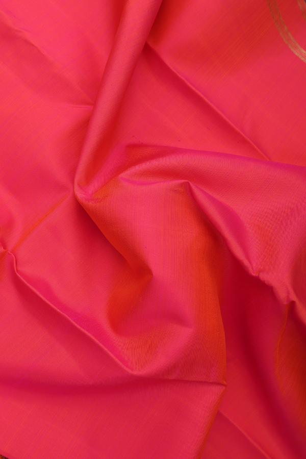 Kanchipuram Silk Saree In Coral Pink With Seppu Rekku Border
