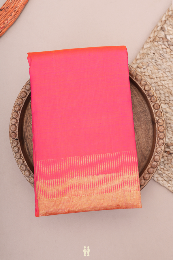 Kanchipuram Silk Saree In Coral Pink With Seppu Rekku Border