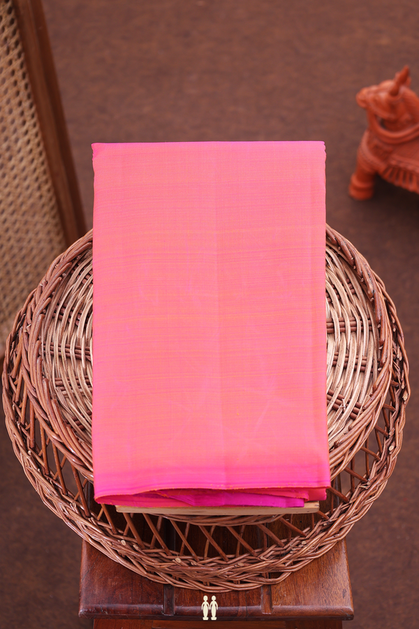 Kanchipuram Silk Saree In Coral Pink With Temple Design Pallu