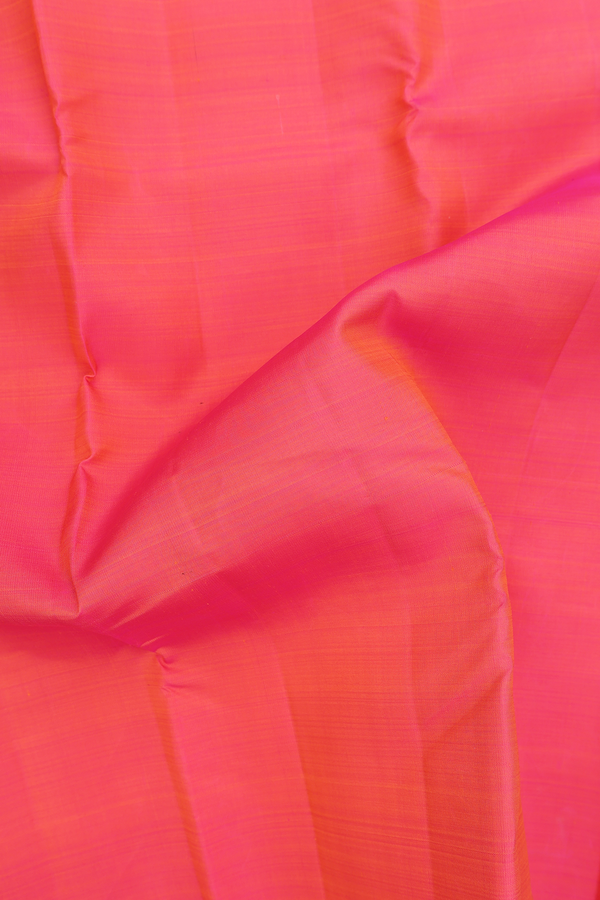 Kanchipuram Silk Saree In Coral Pink With Temple Design Pallu