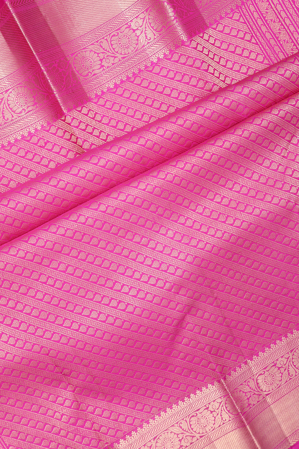 Kanchipuram Silk Saree In Coral Pink With Tree Motifs