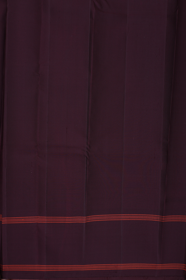 Kanchipuram Silk Saree In Coral Red With Temple Border