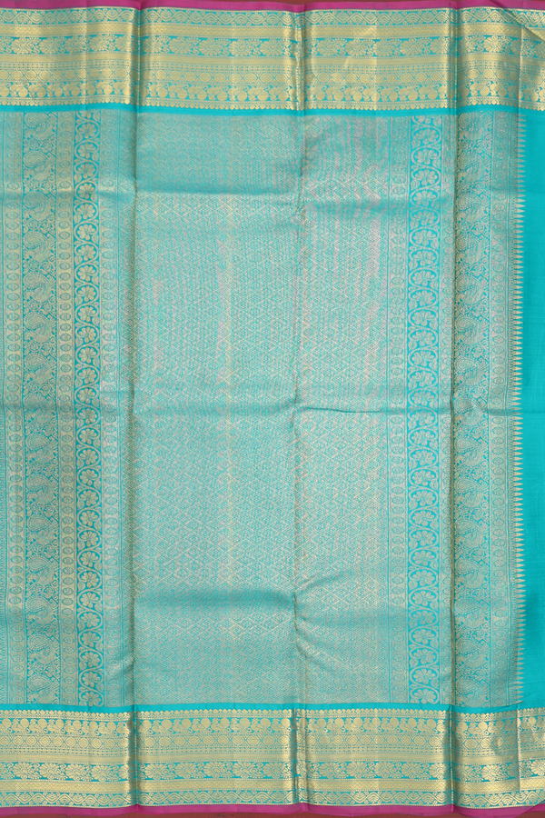 Kanchipuram Silk Saree In Cream Color With Checks Design