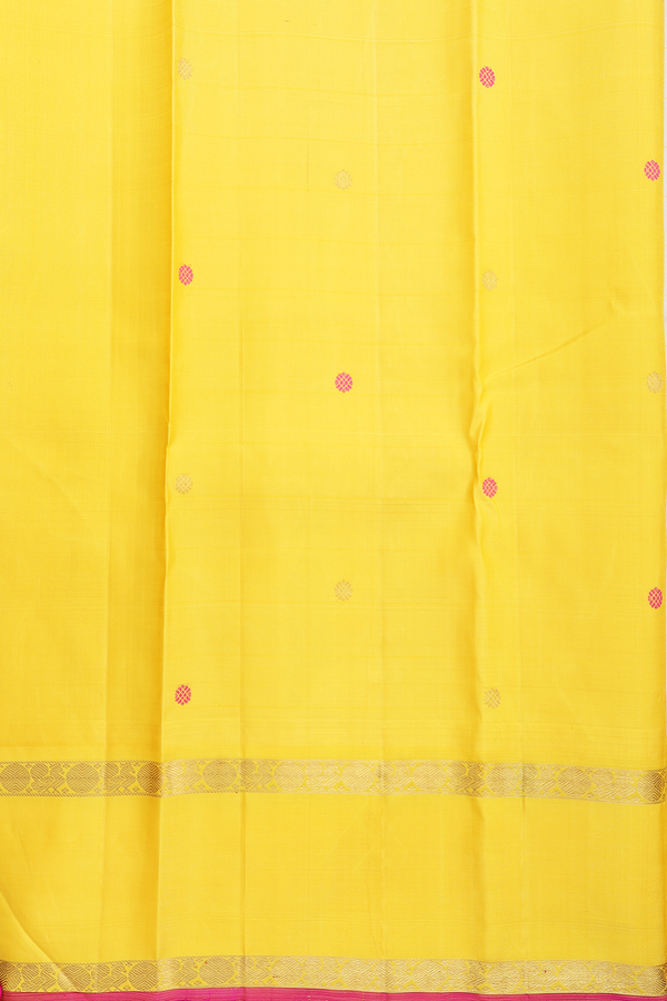 Kanchipuram Silk Saree In Cream Color With Checks Design