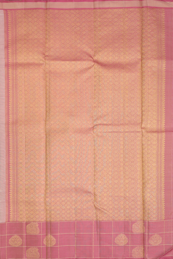 Kanchipuram Silk Saree In Cream Color With Paisley Design