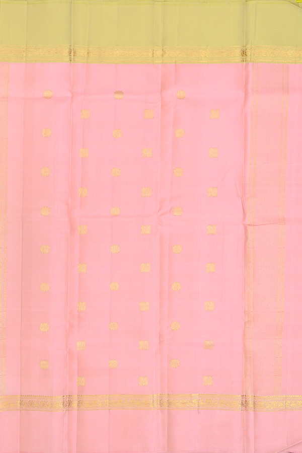 Kanchipuram Silk Saree In Cream Color With Peacock Buttas