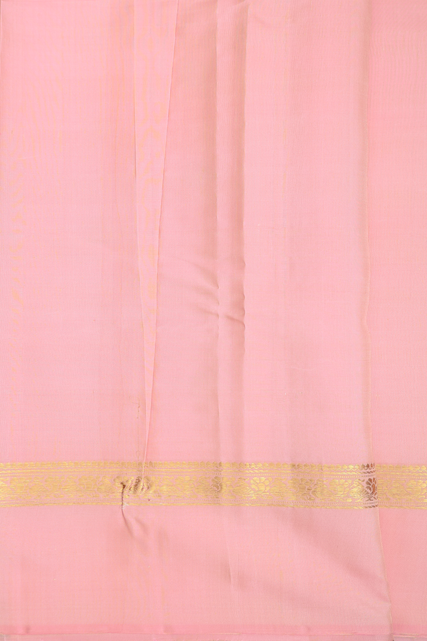 Kanchipuram Silk Saree In Cream Color With Peacock Buttas