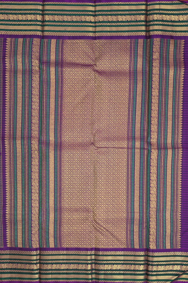 Kanchipuram Silk Saree In Cream Color With Self Stripes Design