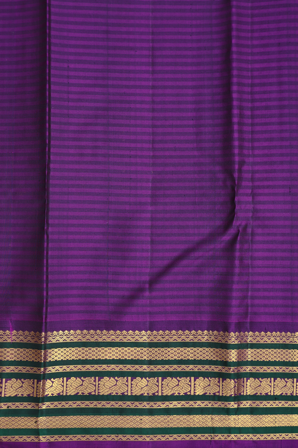 Kanchipuram Silk Saree In Cream Color With Self Stripes Design
