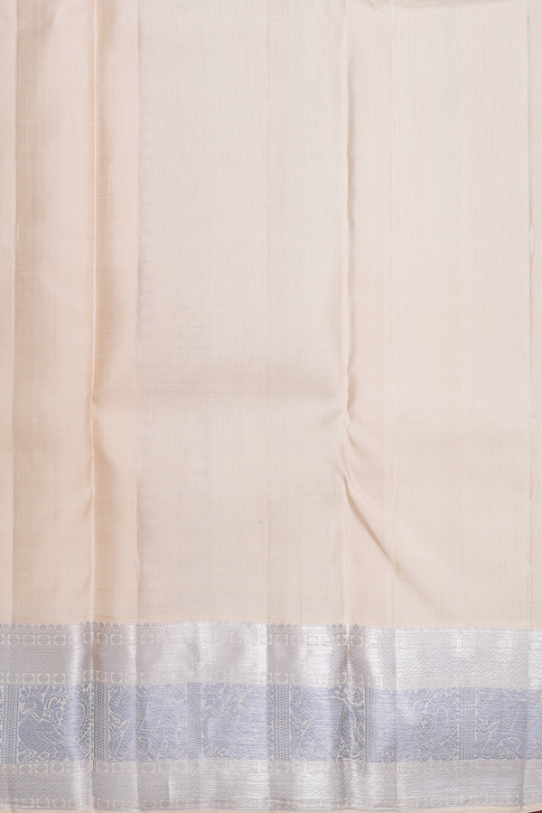 Kanchipuram Silk Saree In Cream Color With Stripes Design