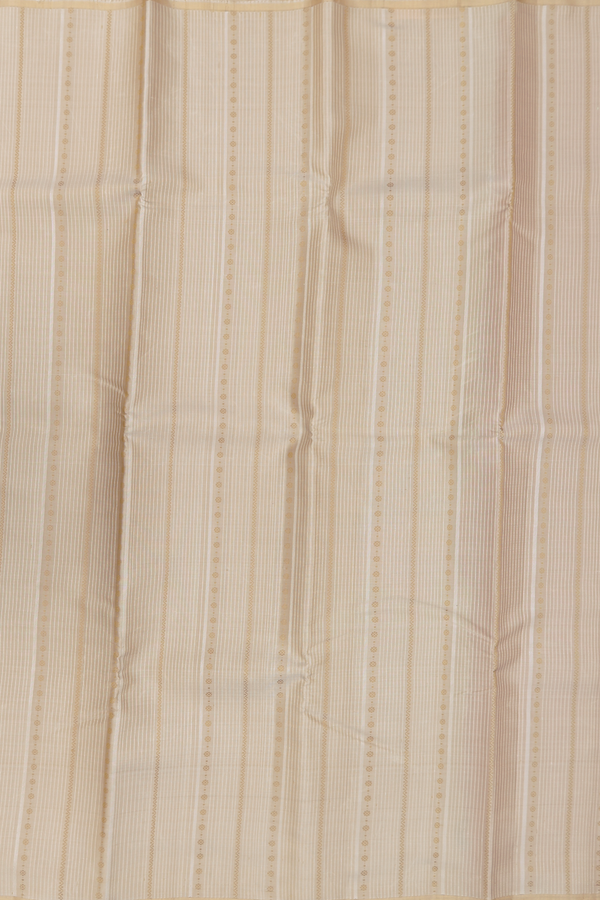 Kanchipuram Silk Saree In Cream Color With Stripes Design