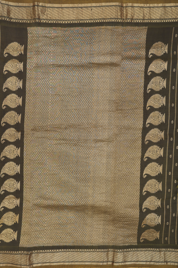 Kanchipuram Silk Saree In Cream With Floral Hand Painted