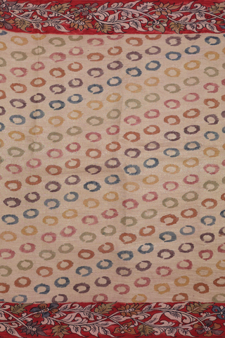 Kanchipuram Silk Saree In Cream With Hand Painted Design