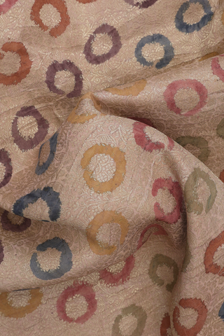 Kanchipuram Silk Saree In Cream With Hand Painted Design