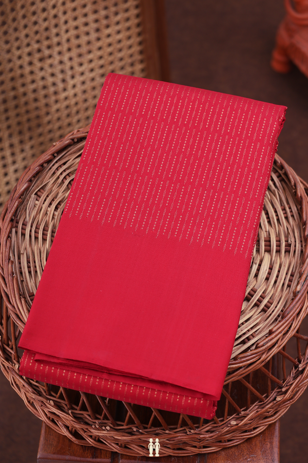 Kanchipuram Silk Saree In Crimson Red In Stripes Design