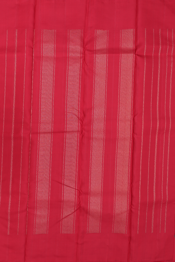 Kanchipuram Silk Saree In Crimson Red In Stripes Design