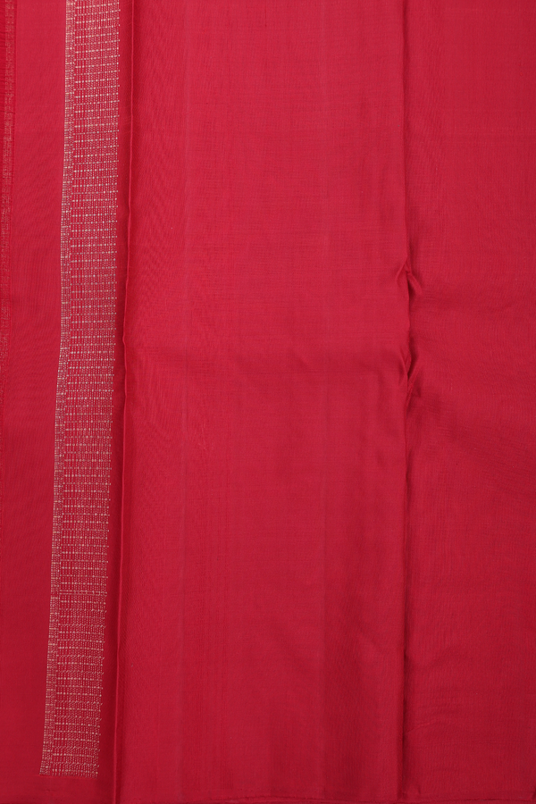 Kanchipuram Silk Saree In Crimson Red In Stripes Design