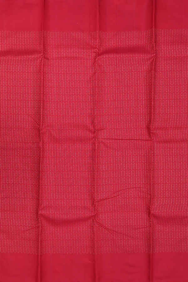 Kanchipuram Silk Saree In Crimson Red In Stripes Design