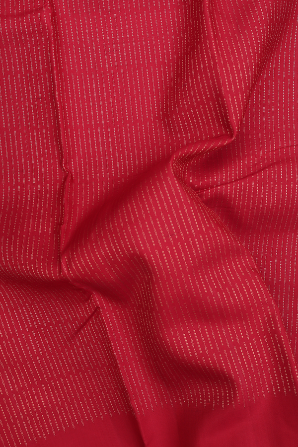 Kanchipuram Silk Saree In Crimson Red In Stripes Design