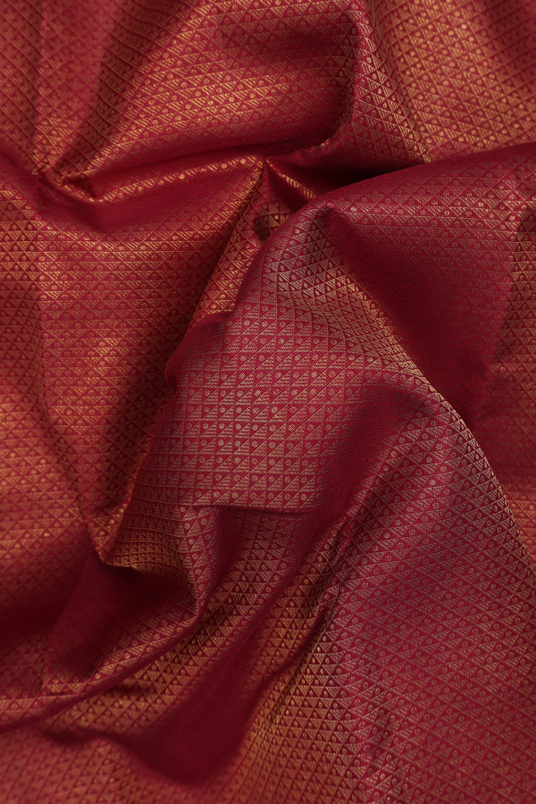 Kanchipuram Silk Saree In Crimson Red With Brocade Design