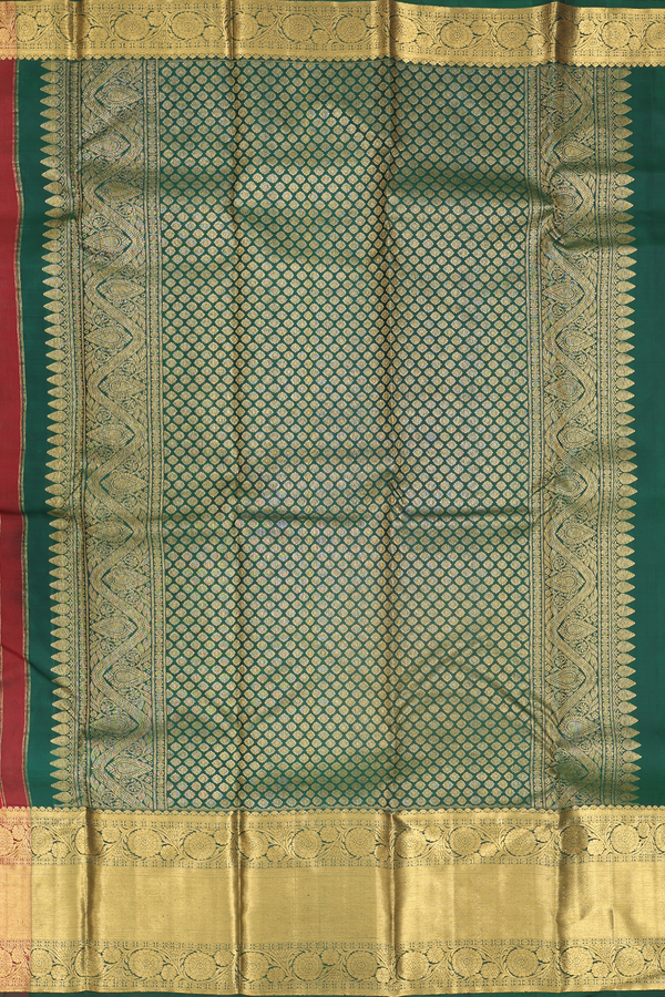 Kanchipuram Silk Saree In Crimson Red With Brocade Design