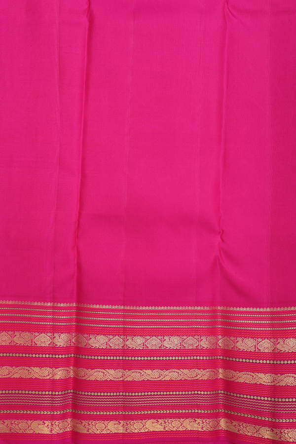 Kanchipuram Silk Saree In Green With Stripes Along Buttas