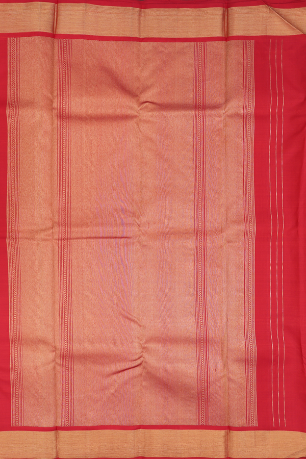 Kanchipuram Silk Saree In Crimson Red With Brocade Design