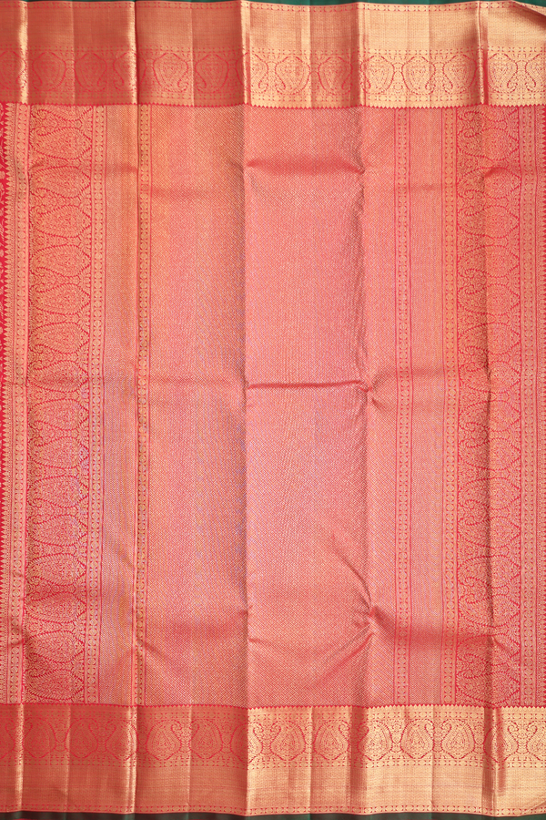 Kanchipuram Silk Saree In Crimson Red With Brocade Design