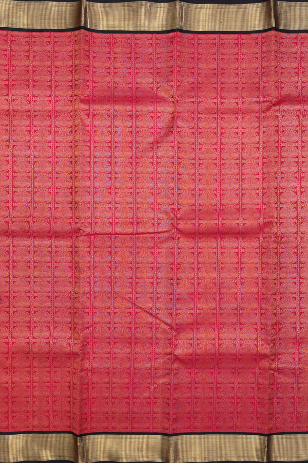Kanchipuram Silk Saree In Crimson Red With Brocade Design