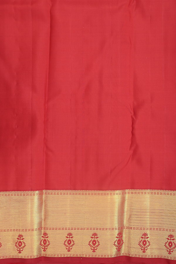 Kanchipuram Silk Saree In Crimson Red With Brocade Design