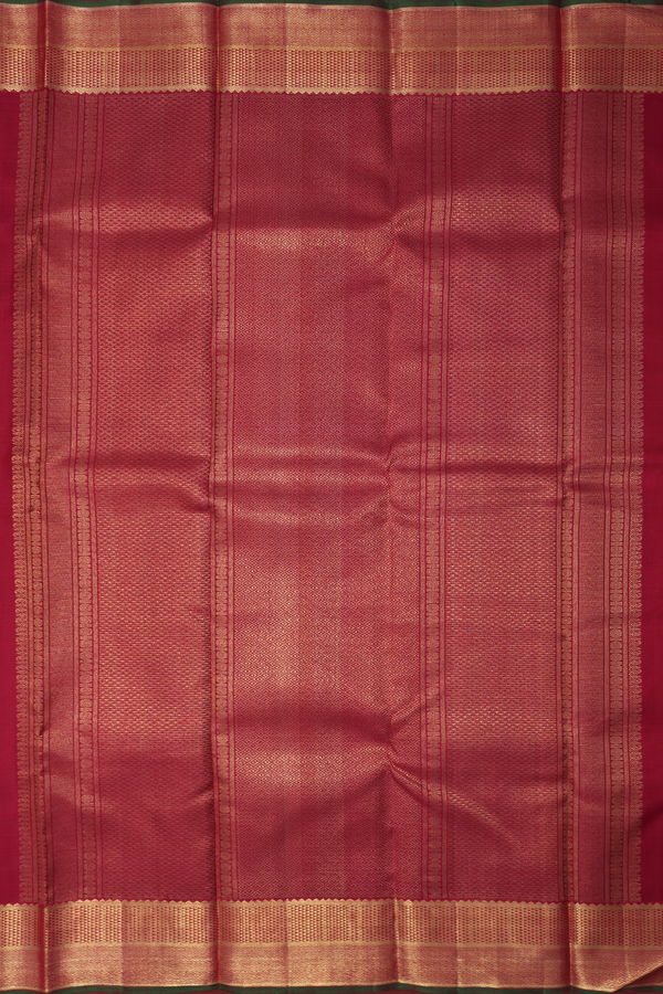 Kanchipuram Silk Saree In Crimson Red With Brocade Design