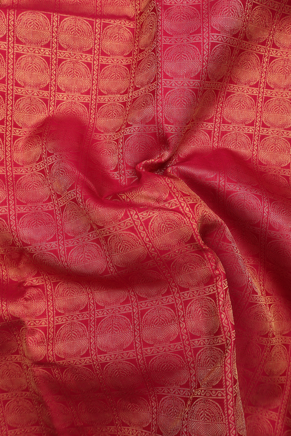 Kanchipuram Silk Saree In Crimson Red With Brocade Design