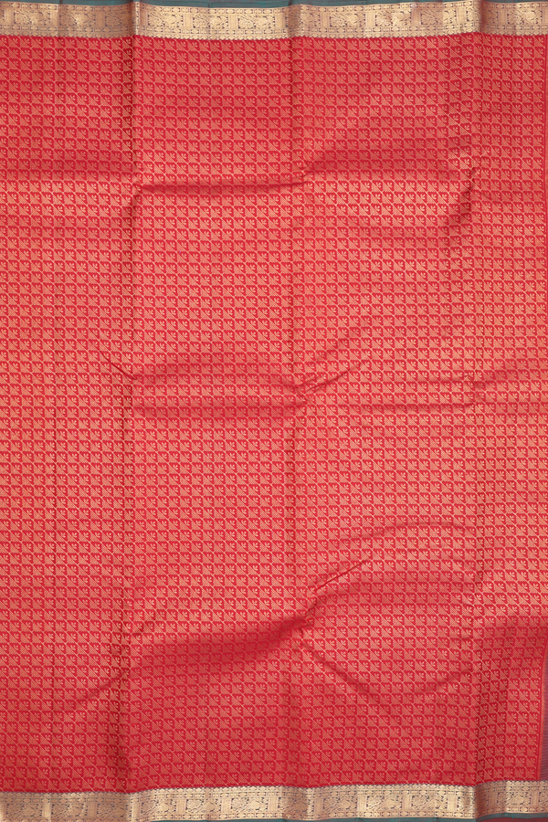 Kanchipuram Silk Saree In Crimson Red With Brocade Design