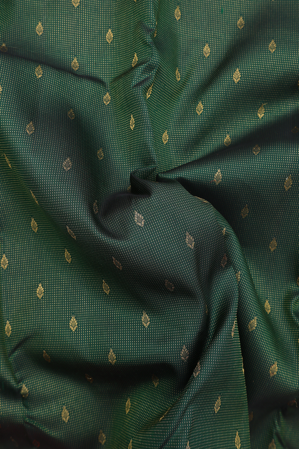 Kanchipuram Silk Saree In Green With Stripes Along Buttas