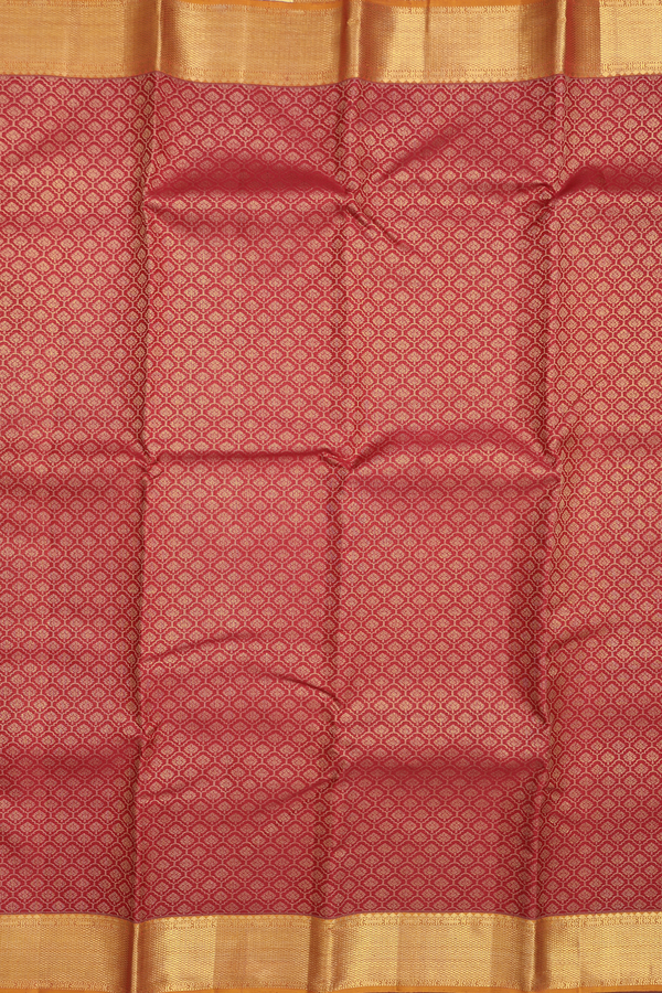 Kanchipuram Silk Saree In Crimson Red With Brocade Design