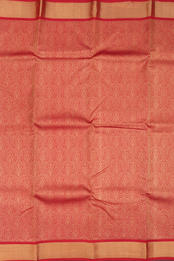 Kanchipuram Silk Saree In Crimson Red With Brocade Design