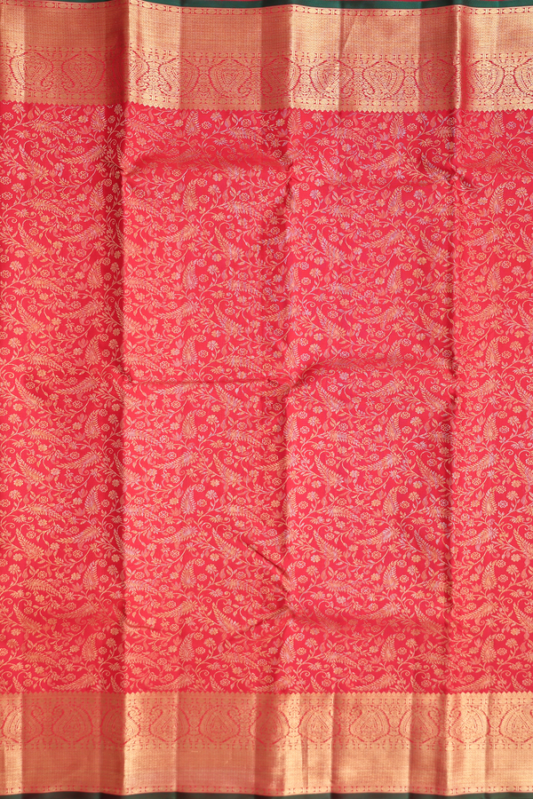 Kanchipuram Silk Saree In Crimson Red With Brocade Design