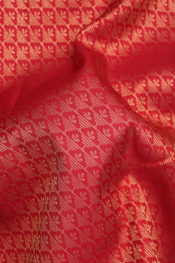 Kanchipuram Silk Saree In Crimson Red With Brocade Design